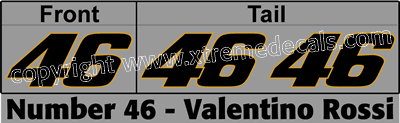 Rossi Race Number Set 3 decals